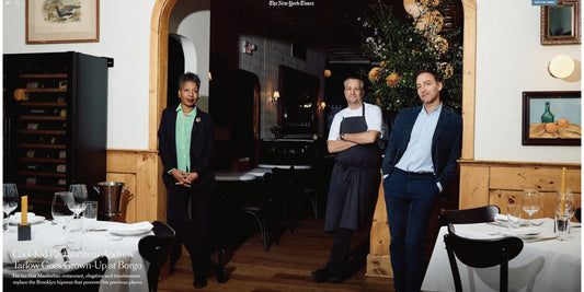 Andrew Tarlow (right) featured in the New York Times, wearing his custom Brooklyn Tailors suit.