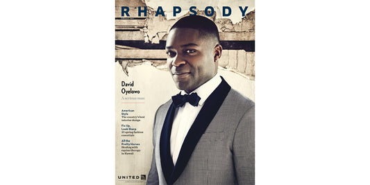 David Oyelowo wears a Brooklyn Tailors puppytooth dinner jacket on the cover of Rhapsody Magazine