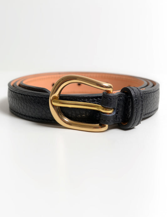 Close-up shot of Brooklyn Tailors x Saddler's 20mm Belt in Grain Leather - Black