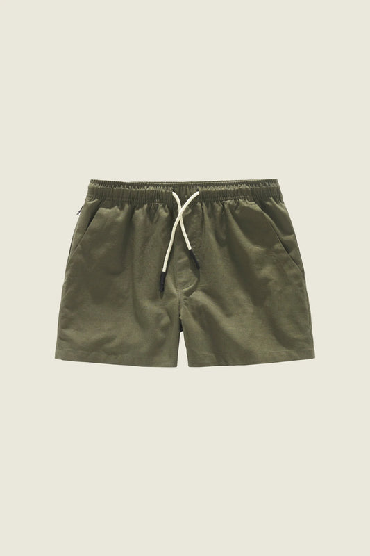Flat shot of the front of OAS Army Linen Shorts