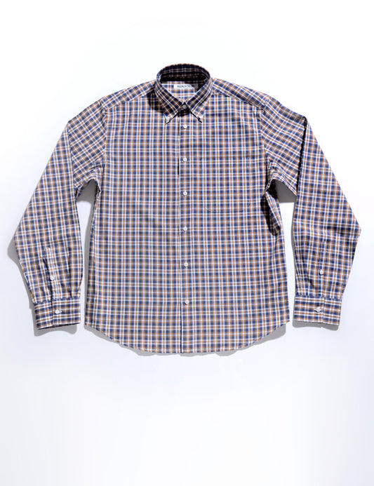 Brooklyn Tailors BKT14 Relaxed Shirt in Cotton Poplin - '70s Plaid full length flat shot