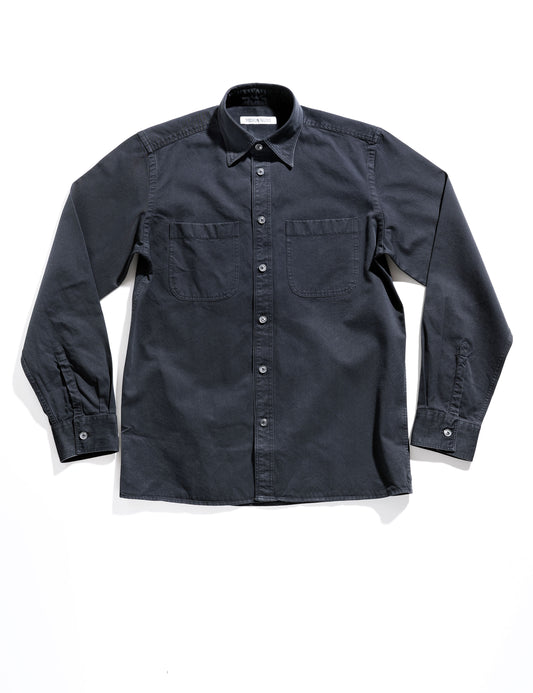 Brooklyn Tailors BKT16 Overshirt in Stonewashed Denim - Black full length flat shot