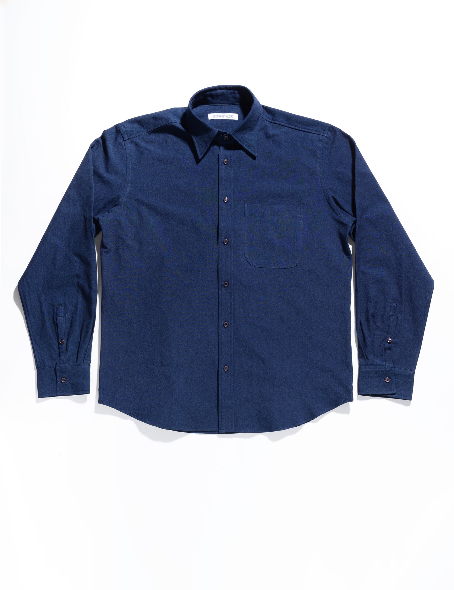 Brooklyn Tailors BKT14 Casual Shirt in Sturdy Chambray - Deep Indigo full length flat shot