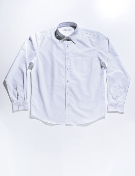 Full length flat shot of Brooklyn Tailors BKT14 Relaxed Shirt in Oxford - Bright White