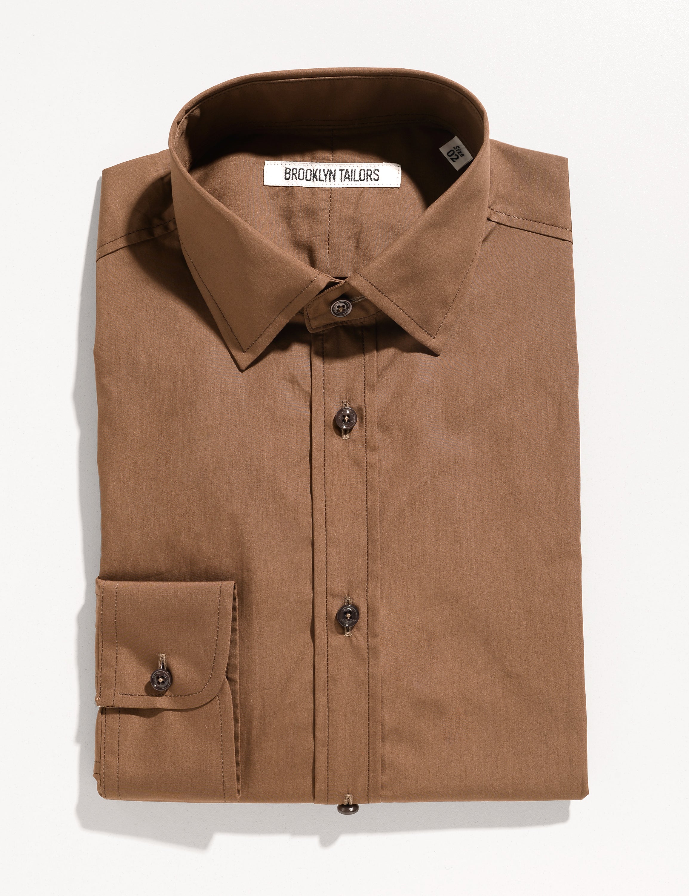 FINAL SALE BKT20 Slim Dress Shirt Supima Cotton Broadcloth Coffee