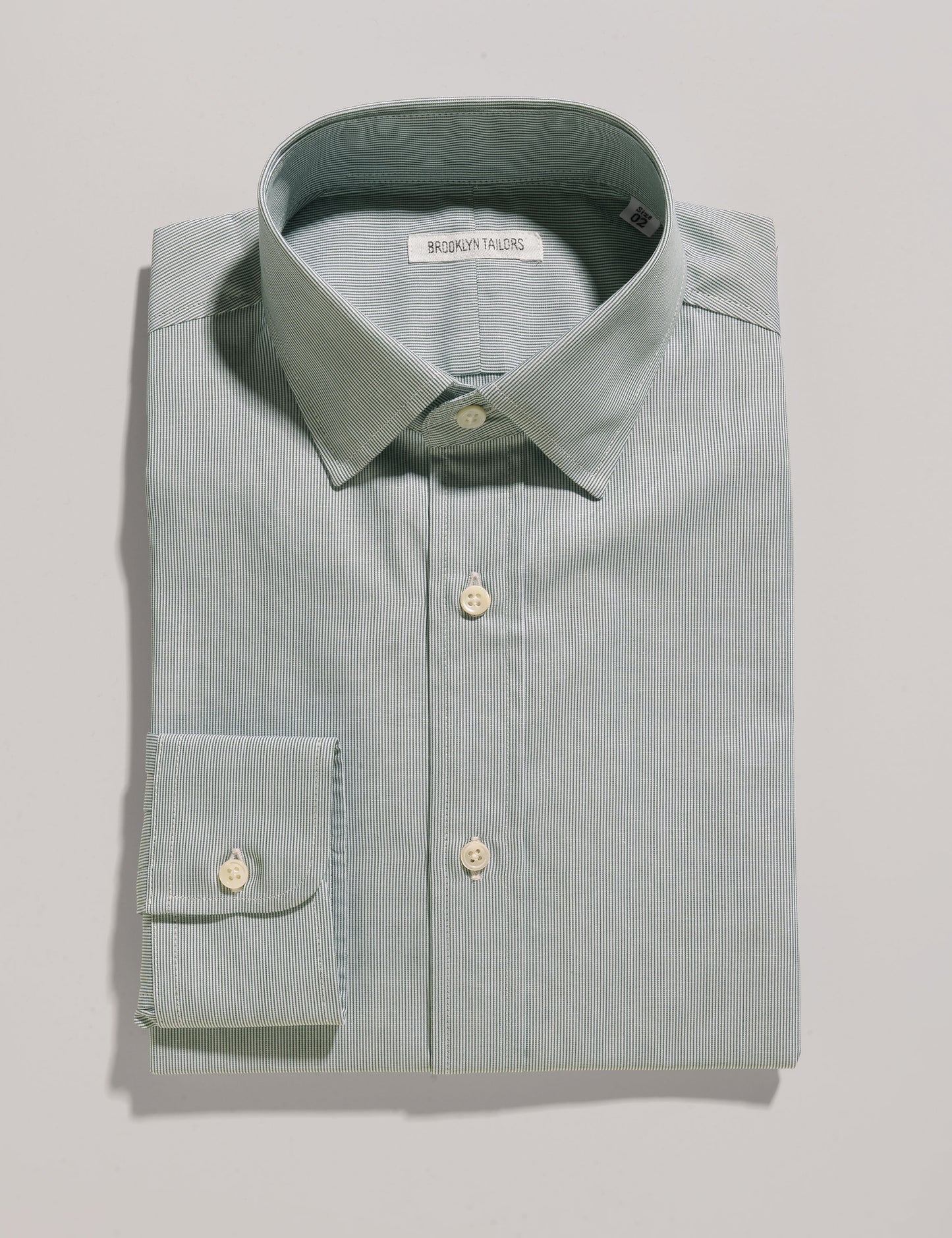 BKT20 Slim Dress Shirt in Narrow Stripe - Green / White