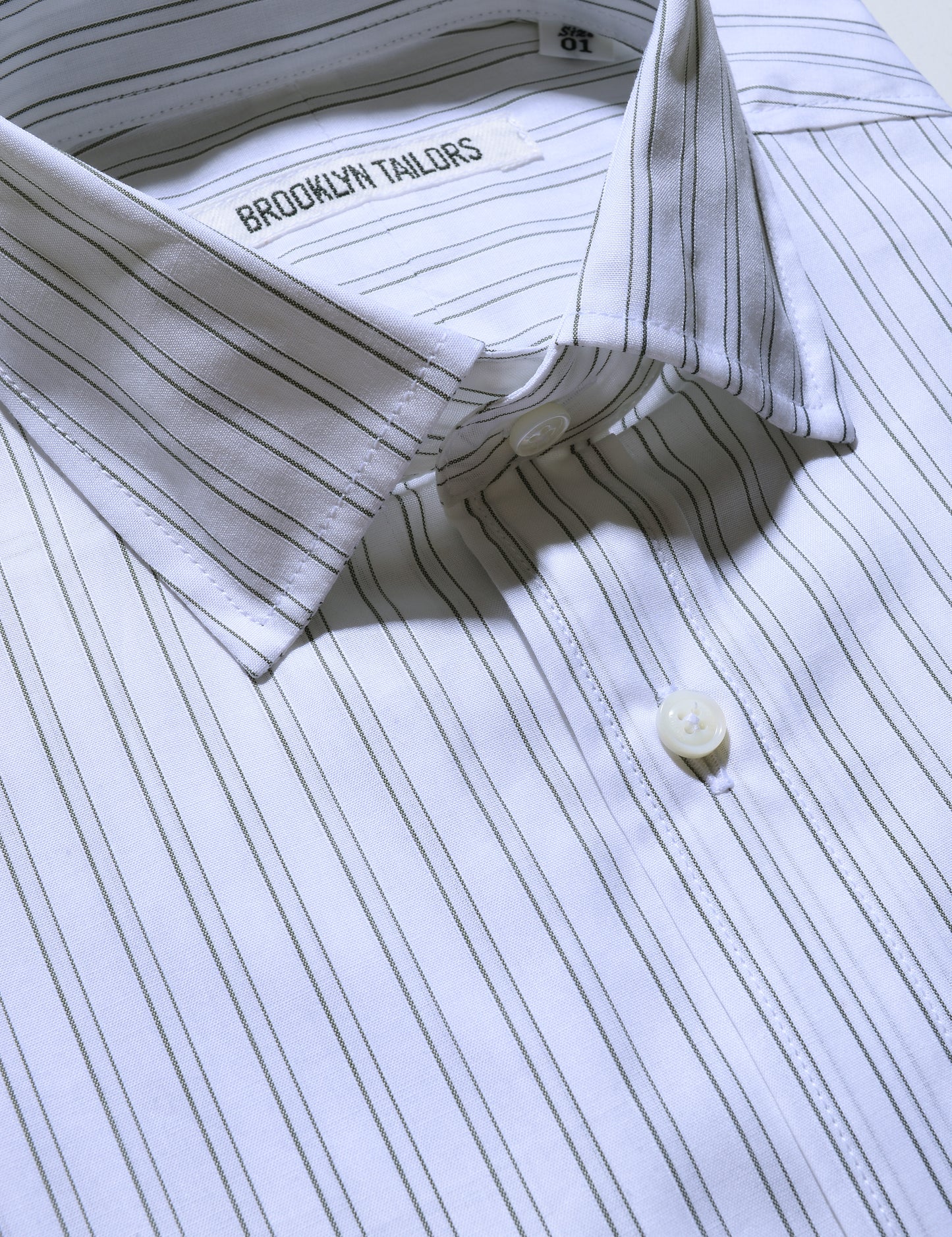 FINAL SALE - BKT20 Slim Dress Shirt in Twin Stripe - Natural / Green