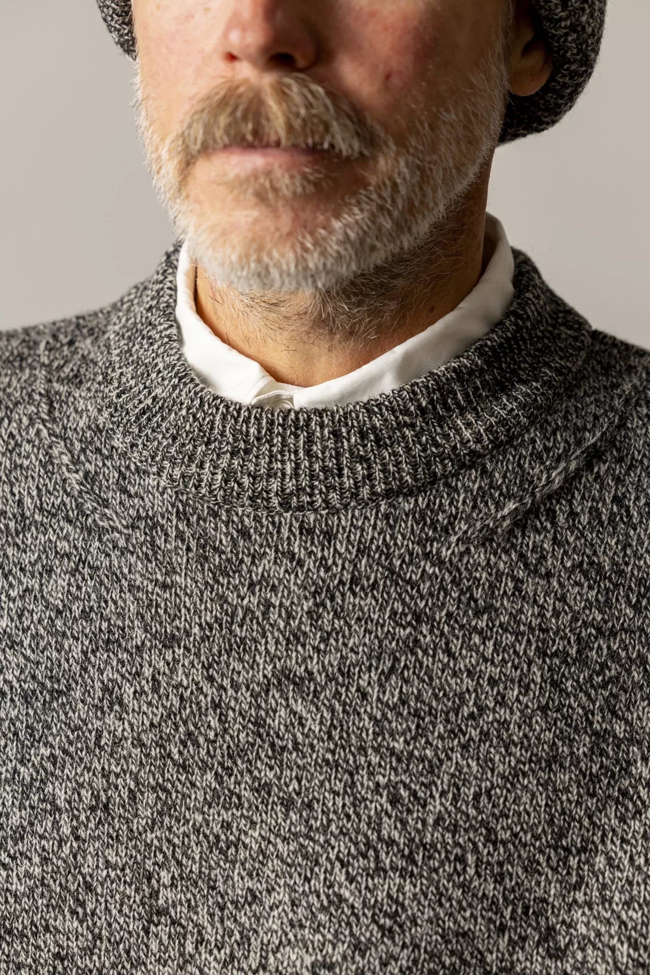 Winter Wool Crewneck Sweater - Marled Black