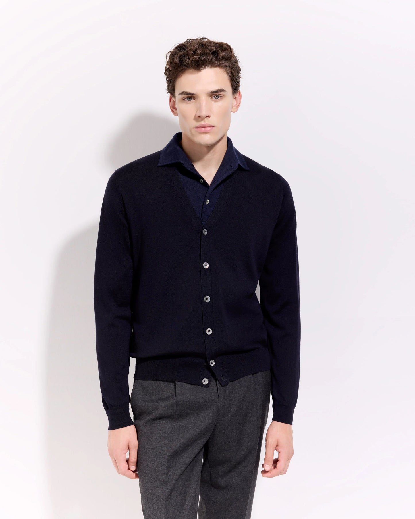 Wool Cashmere Cardigan Sweater - Gray