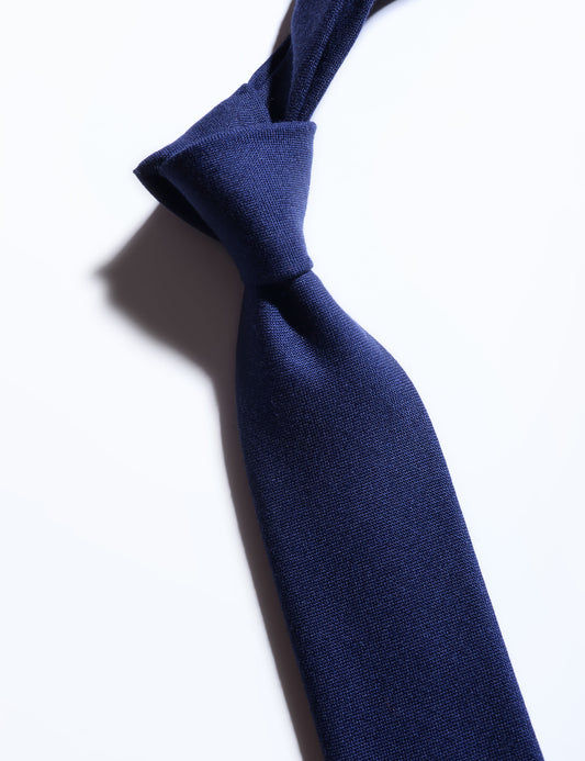 Detail shot of Brooklyn Tailors Cashmere Plainweave Tie - Navy showing fabric texture