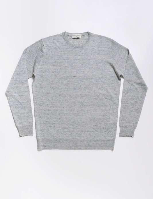 Full length flat shot of Filippo de Laurentiis Linen/Cotton Crewneck Sweater - Silver