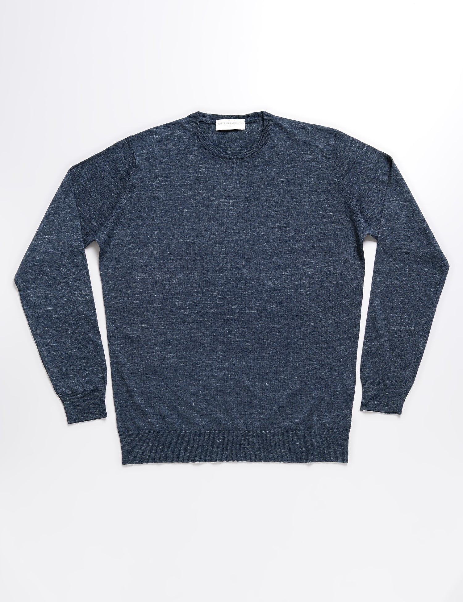 Full length flat shot of Filippo de Laurentiis Linen/Cotton Crewneck Sweater - Heathered Charcoal