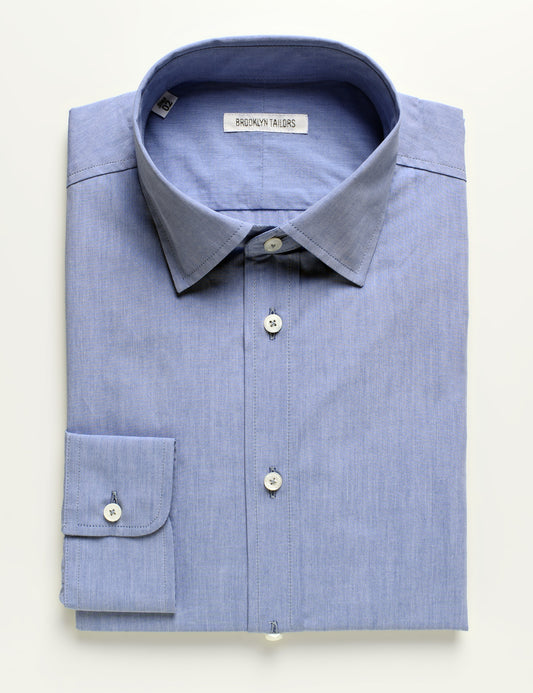Brooklyn Tailors BKT20 Slim Dress Shirt in Cotton Plainweave - Azure folded flat shot
