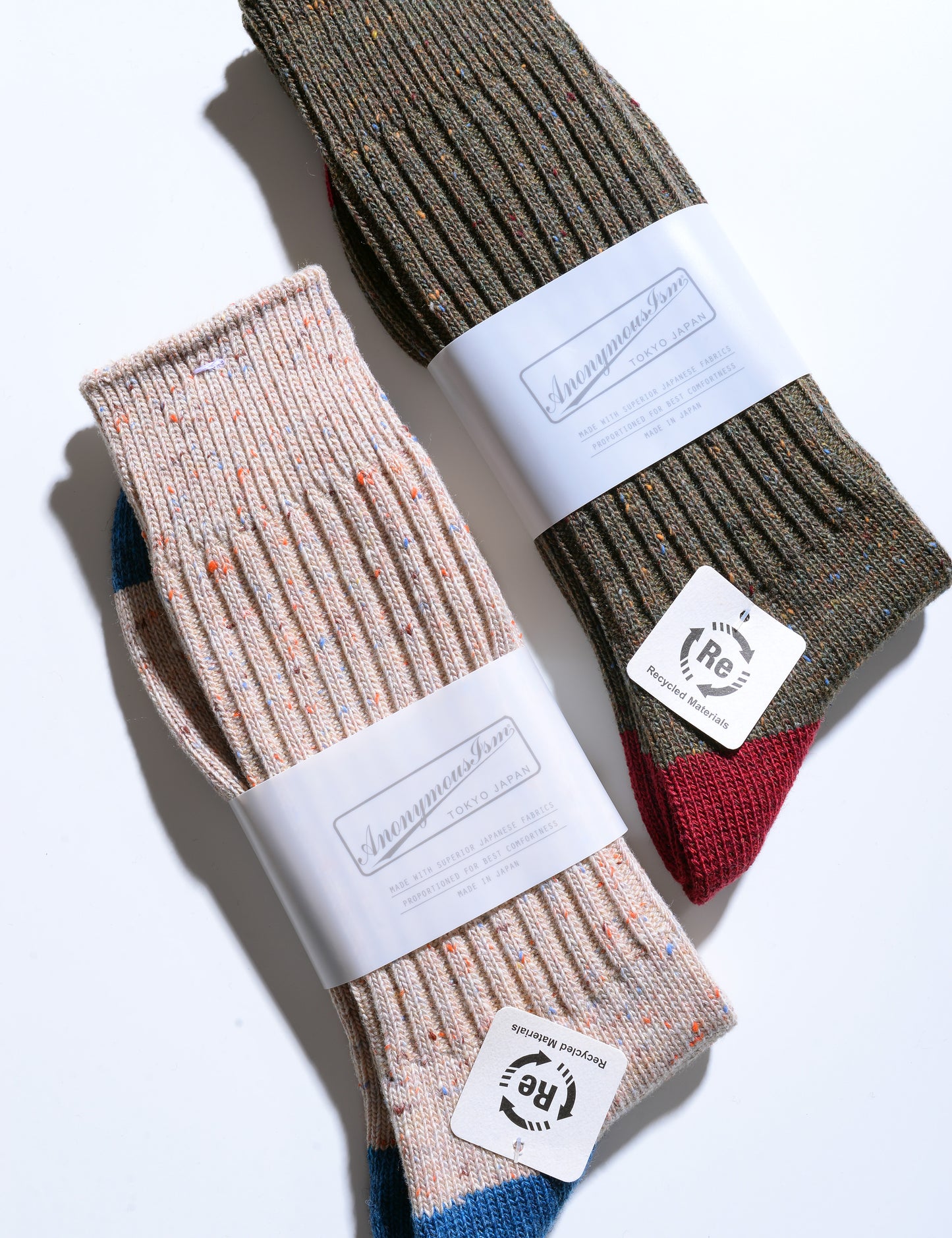 Tweed Nep Crew Socks - Olive