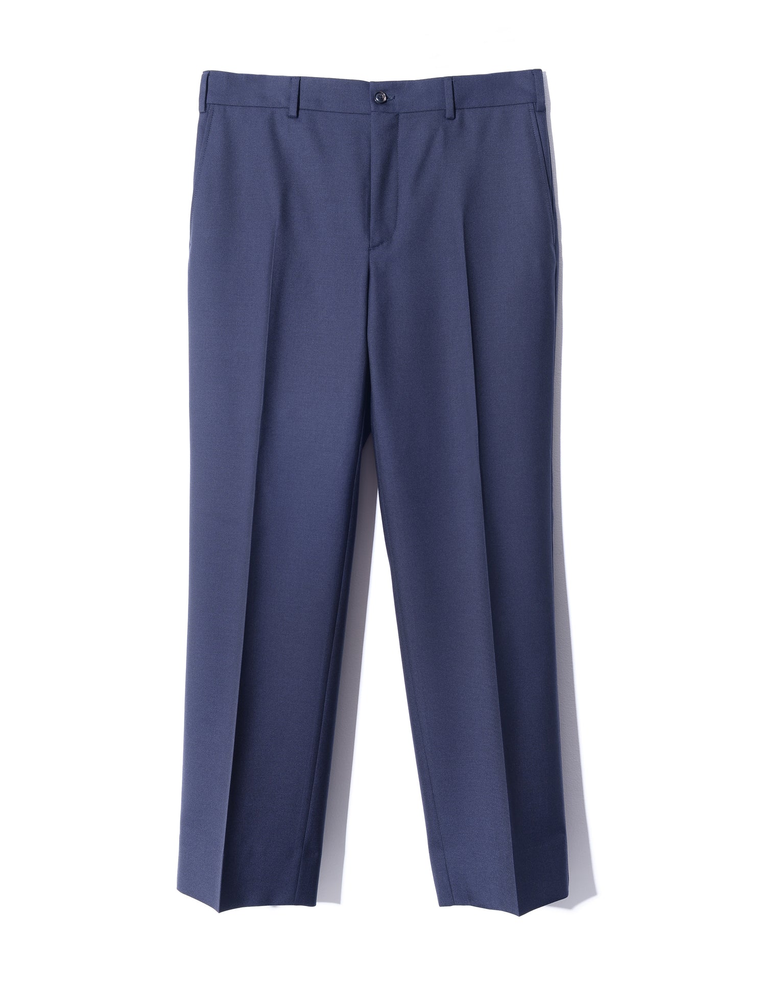 Brooklyn Tailors BKT36 Straight Leg Trouser in Sturdy Wool Twill - Midnight Blue full length flat shot