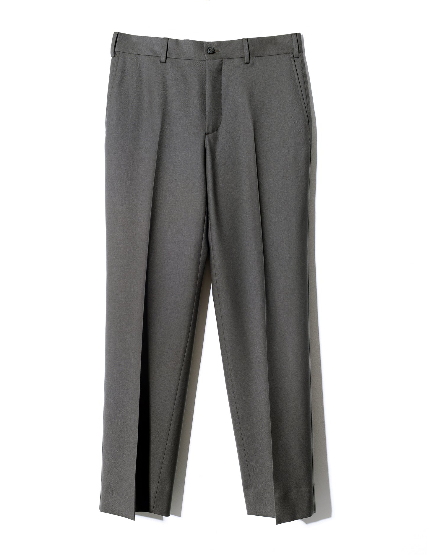 Brooklyn Tailors BKT36 Straight Leg Trouser in Sturdy Wool Twill - Shale full length flat shot