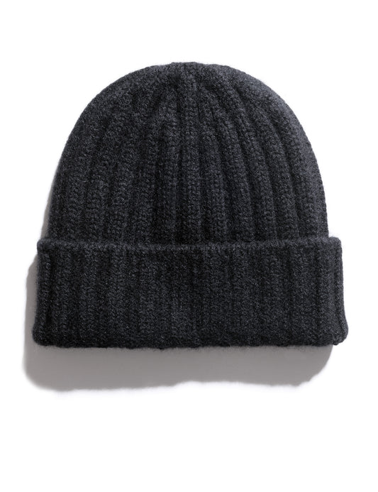 Flat shot of Cableami Cashmere Beanie - Black