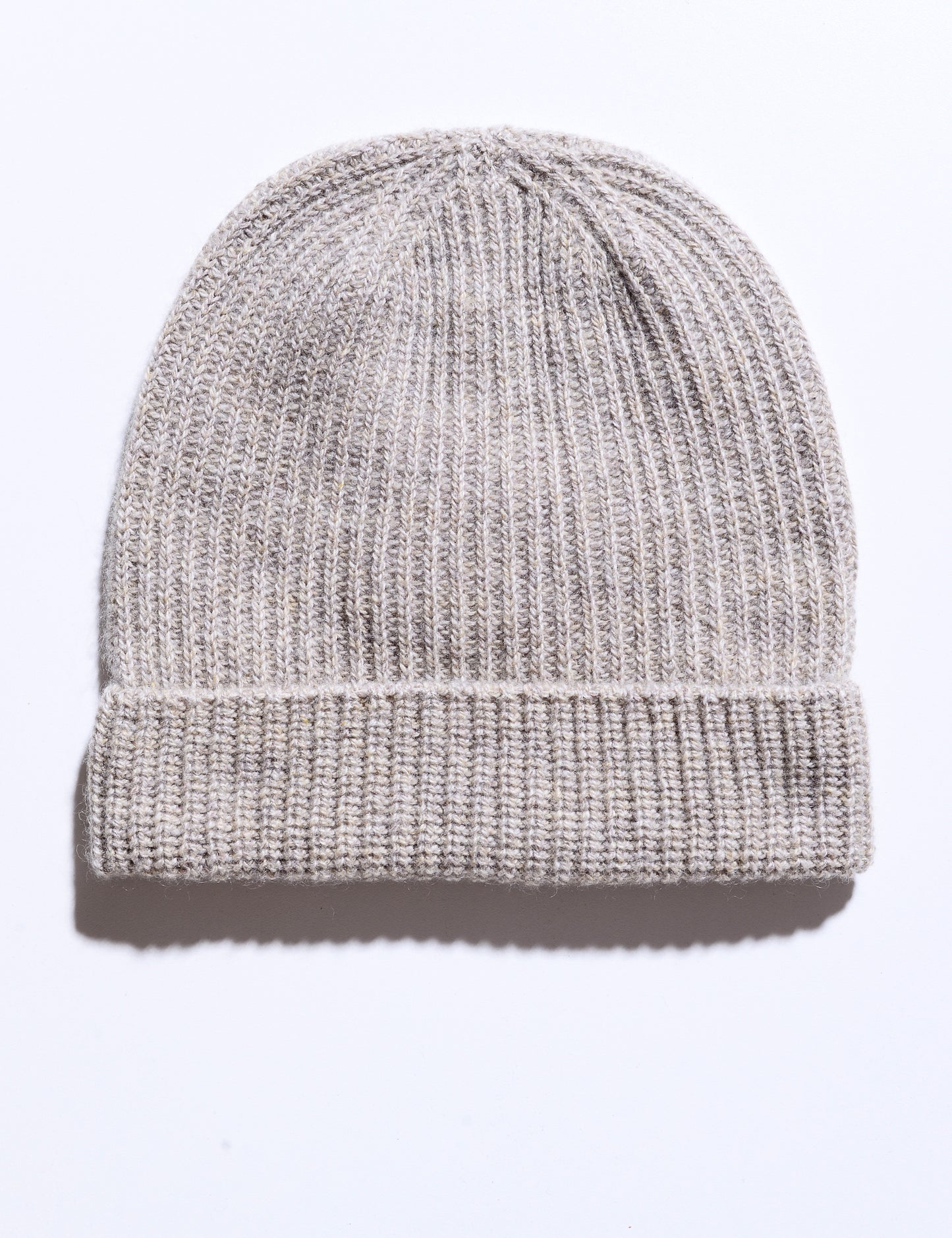 Cashmere Narrow Rib Beanie - Taupe