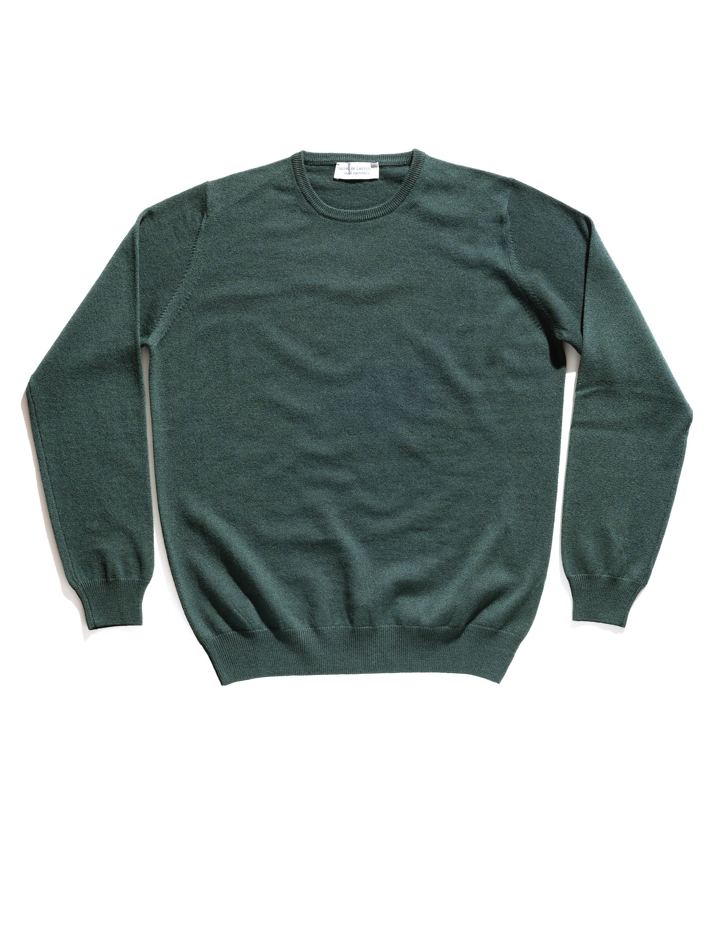 Full length flat shot of Wool Cashmere Crewneck - Hunter Green