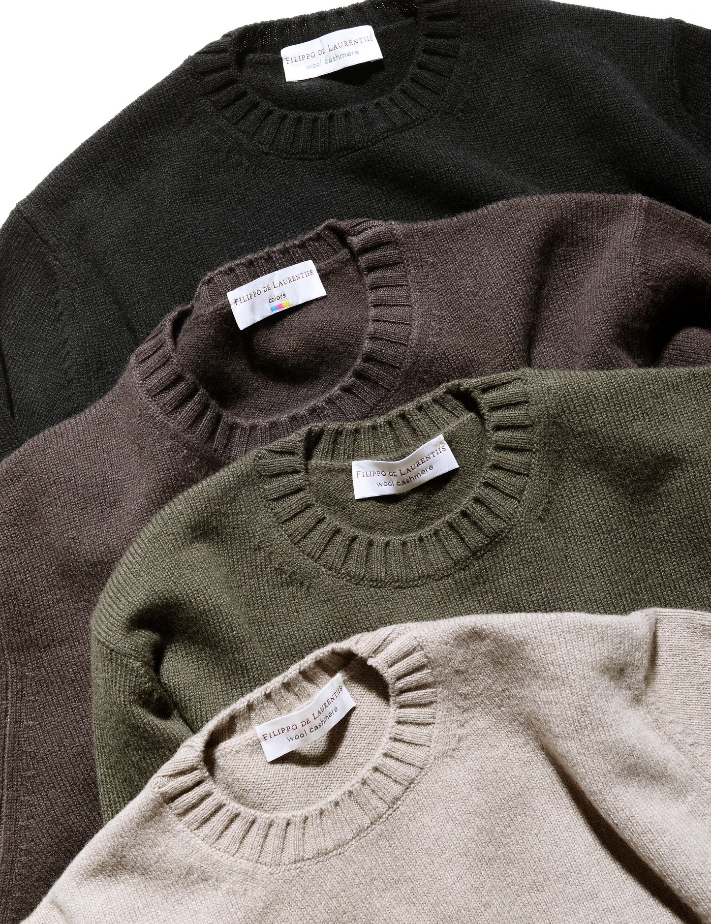 Wool Cashmere Ribbed Cuff Crewneck - Oat