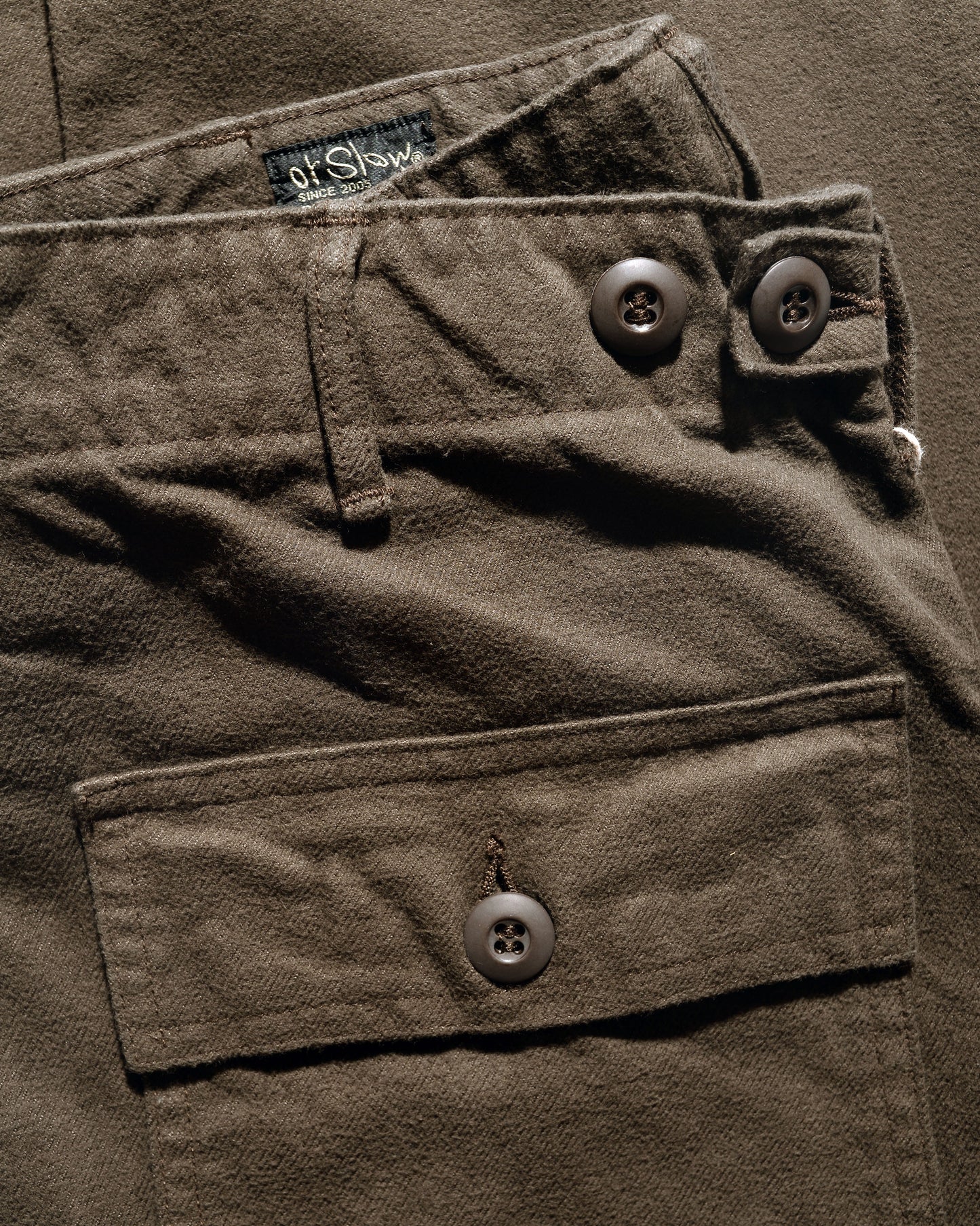 Brushed Flannel US Army Fatigue Pants - Coffee Brown