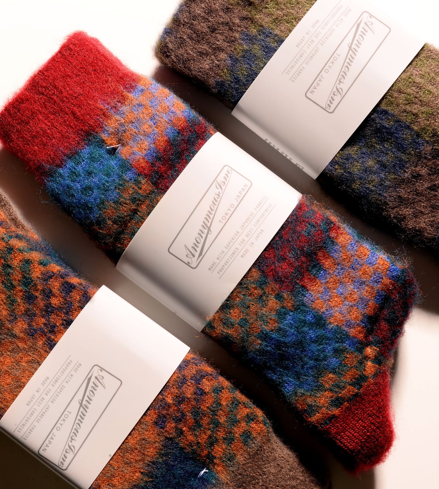 Napping Checker Crew Socks - Brown