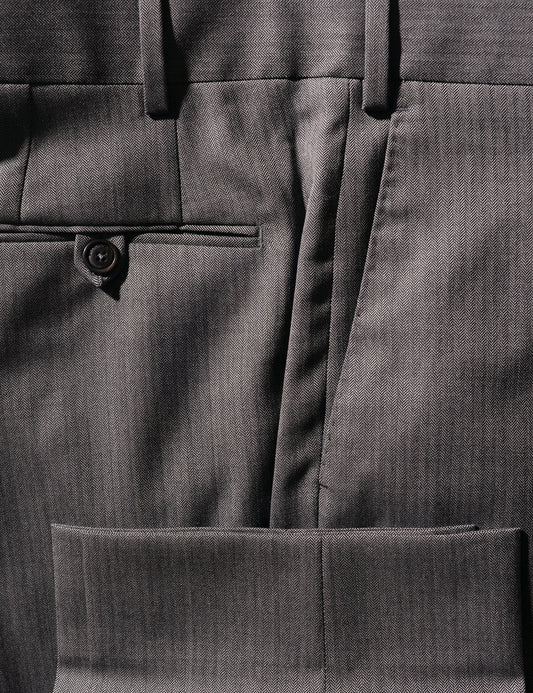 FINAL SALE: BKT50 Tailored Trouser in Super 120s Narrow Herringbone - Asphalt