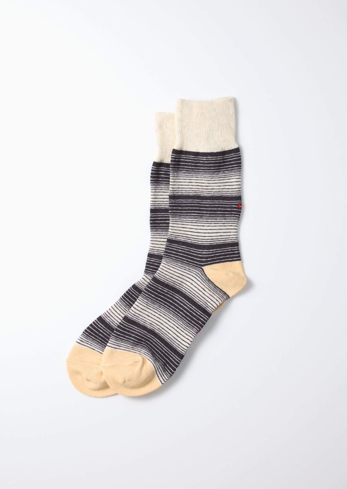 Horizontal Stripe Crew Socks - Charcoal