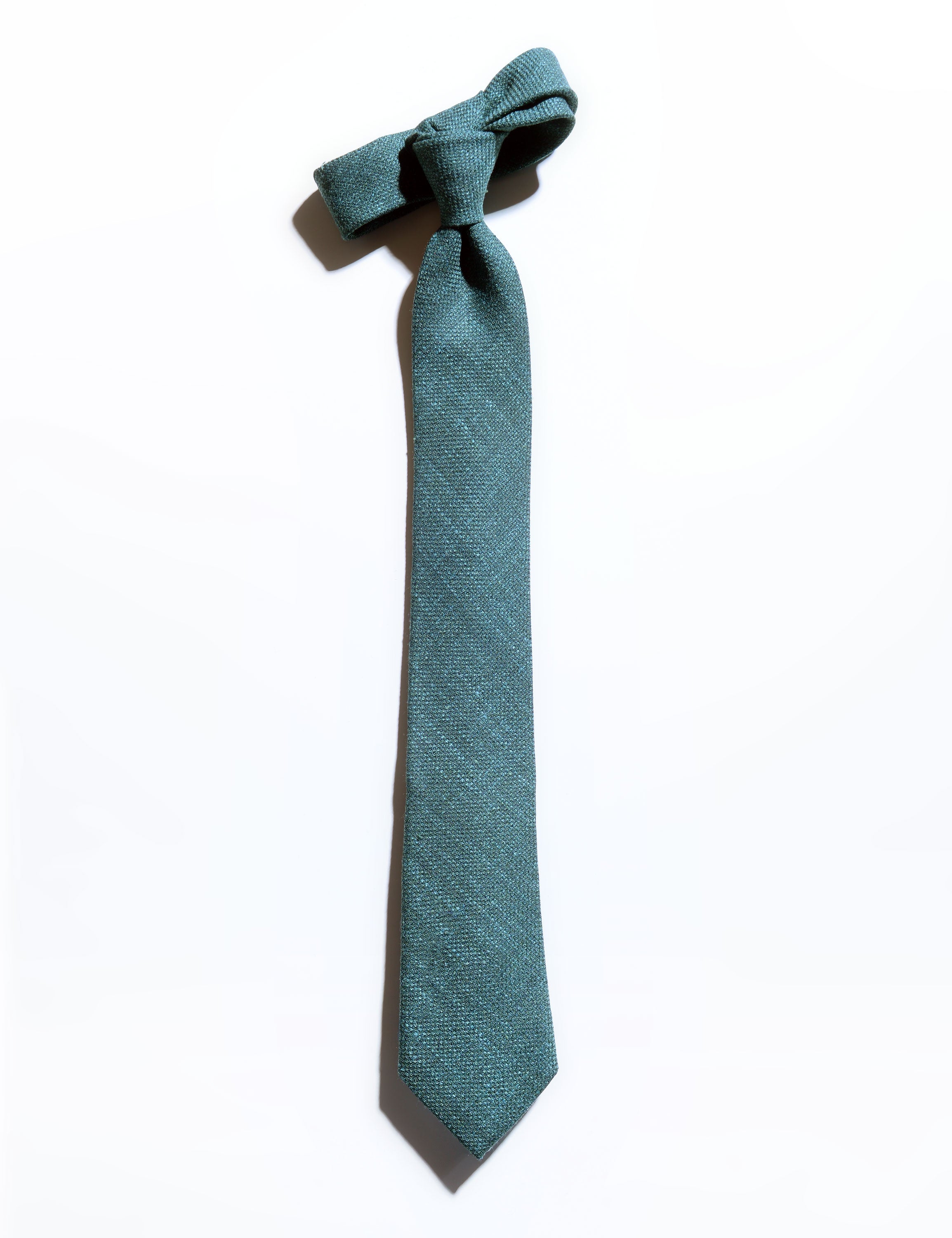 Silk Wool Linen Hopsack Tie Emerald