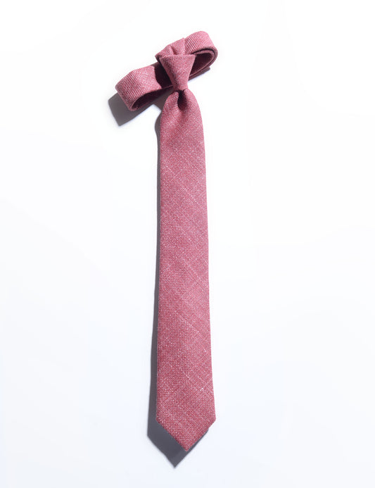 Flat shot of Brooklyn Tailors Silk, Wool, and Linen Hopsack Tie - Blush