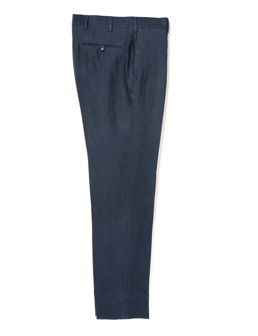 Brooklyn Tailors BKT50 Tailored Trousers in Linen Twill - Salerno Blue full length flat shot
