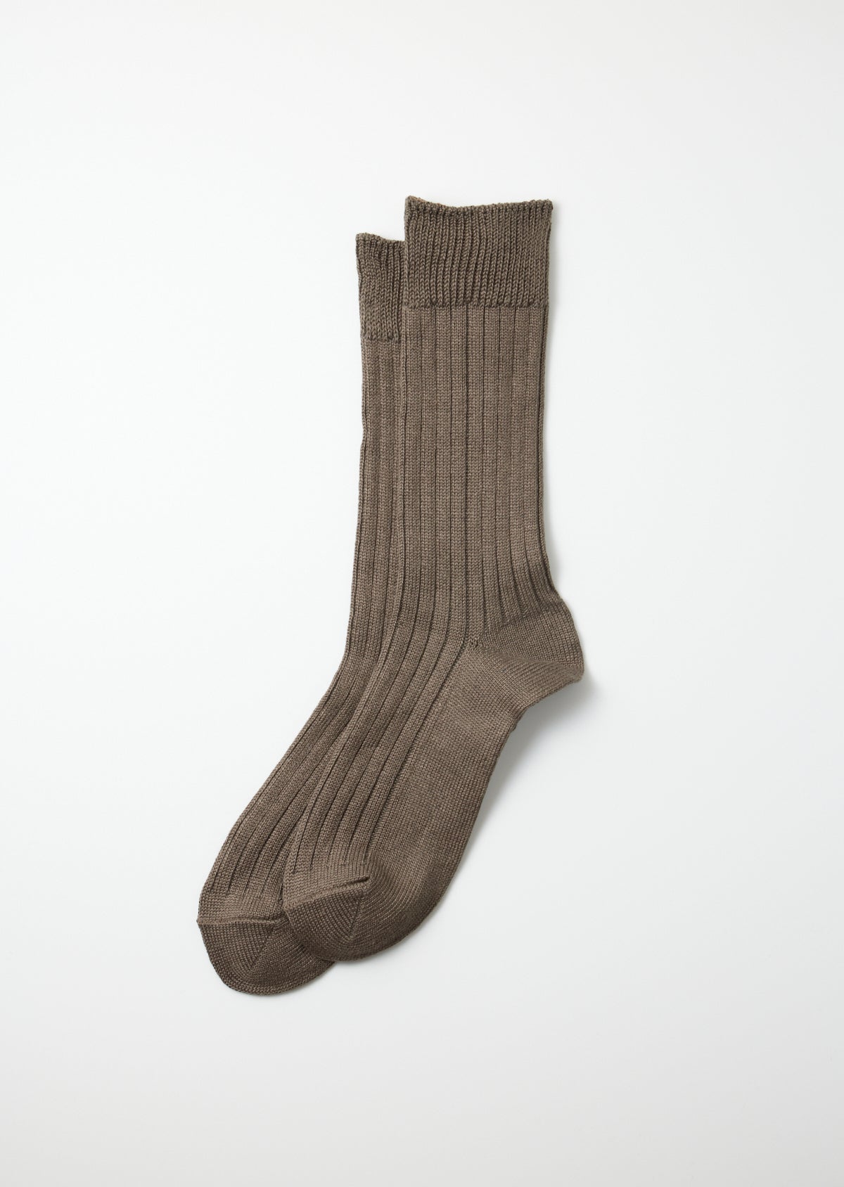 Linen Cotton Ribbed Crew Socks - Charcoal
