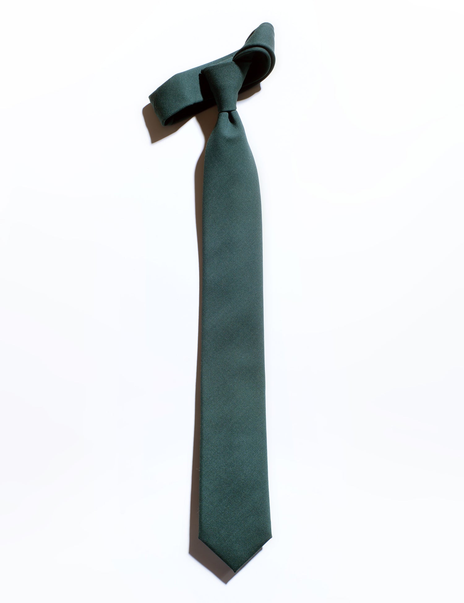 Flat shot of Brooklyn Tailors Wool and Mohair Plainweave Tie - Forest Green