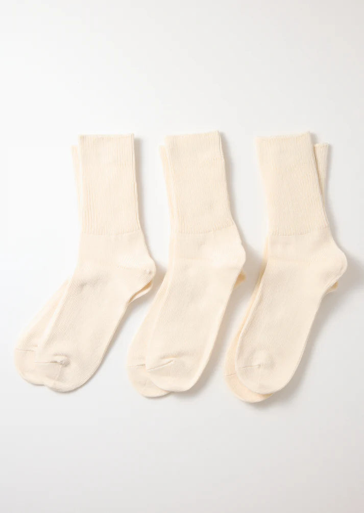 Organic Daily 3-Pack Ribbed Crew Socks - Ivory