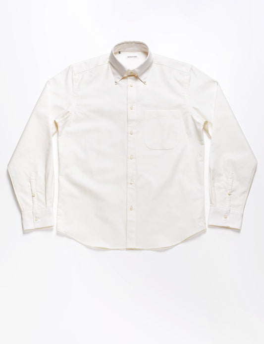 Brooklyn Tailors BKT14 Relaxed Shirt in Oxford - Natural White full length flat shot