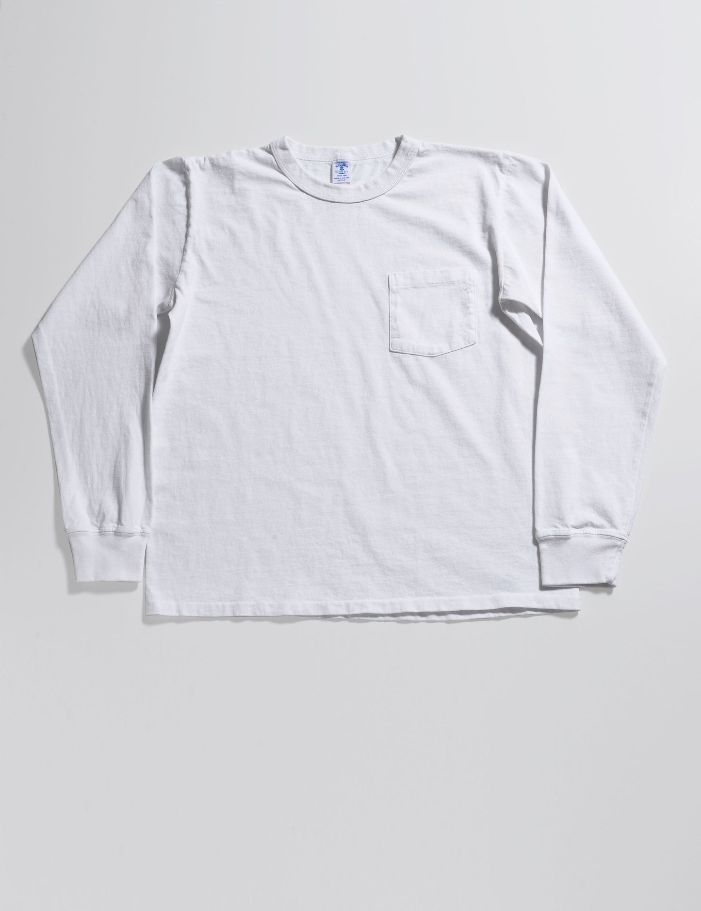 Pigment-Dyed Pocket Long Sleeve Tee in White