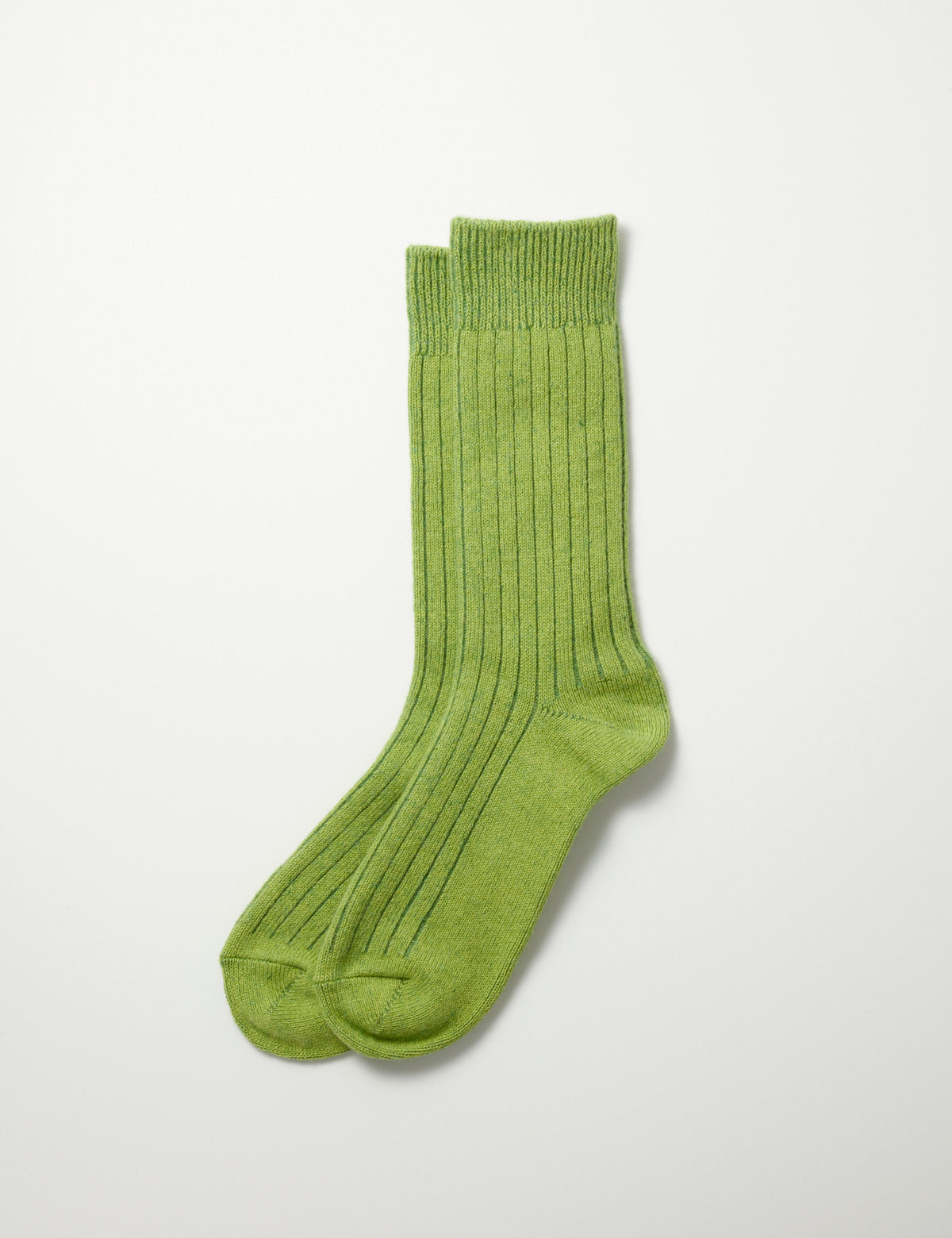 Cotton Wool Ribbed Crew Socks - Lime