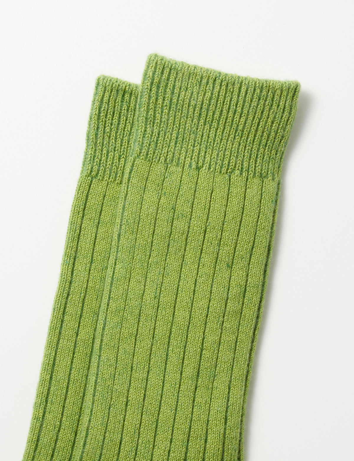 Cotton Wool Ribbed Crew Socks - Lime