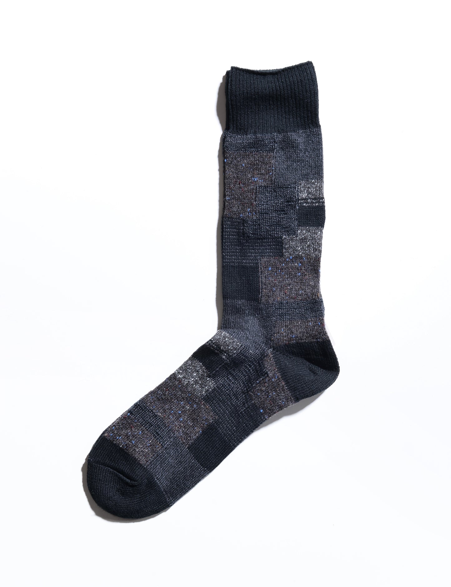 Patchwork Crew Socks - Black Mix