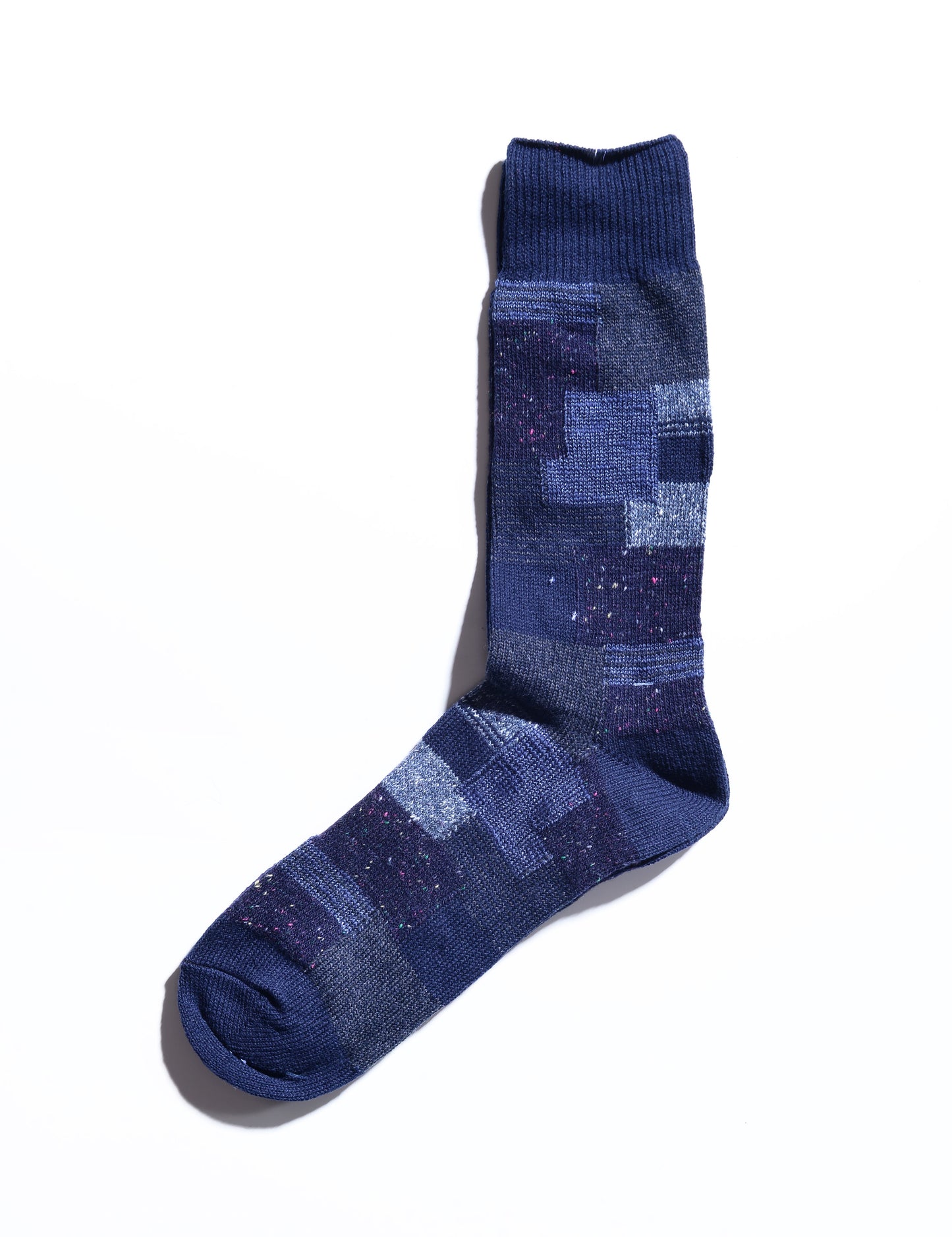 Patchwork Crew Socks - Navy Mix