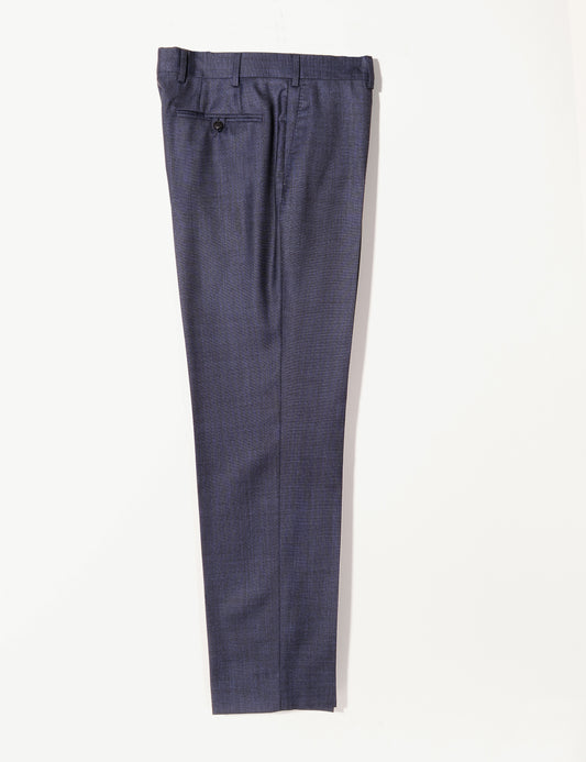 Brooklyn Tailors BKT50 Tailored Trousers in Textured Wool - Deep Sea full length flat shot
