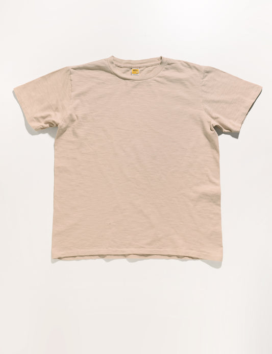 Full length flat shot of Velva Sheen Crewneck T-Shirt in Oat Milk