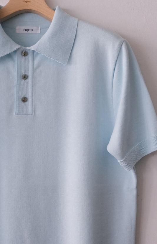 FINAL SALE: Easy Knit Polo in Sax Blue