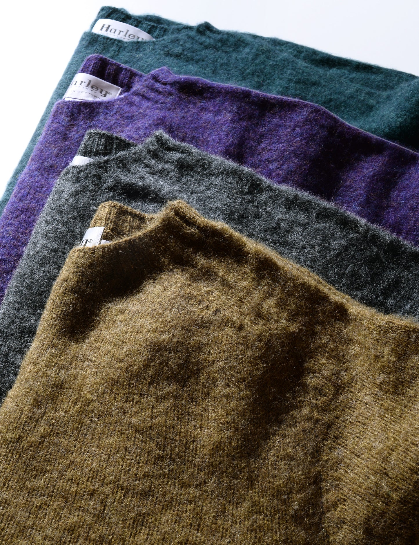 Classic Fit Shaggy Shetland Sweater - Warm Olive