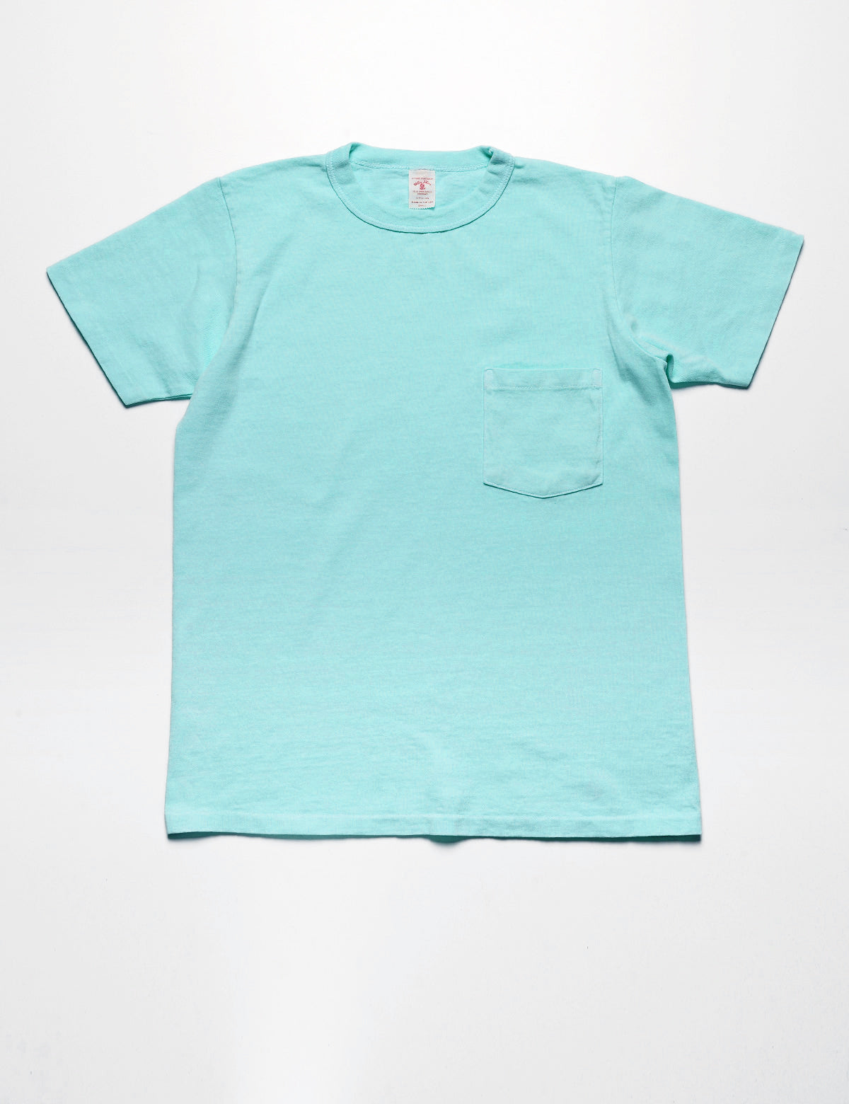 Full length flat shot of Velva Sheen Pigment Pocket Tee in Sky