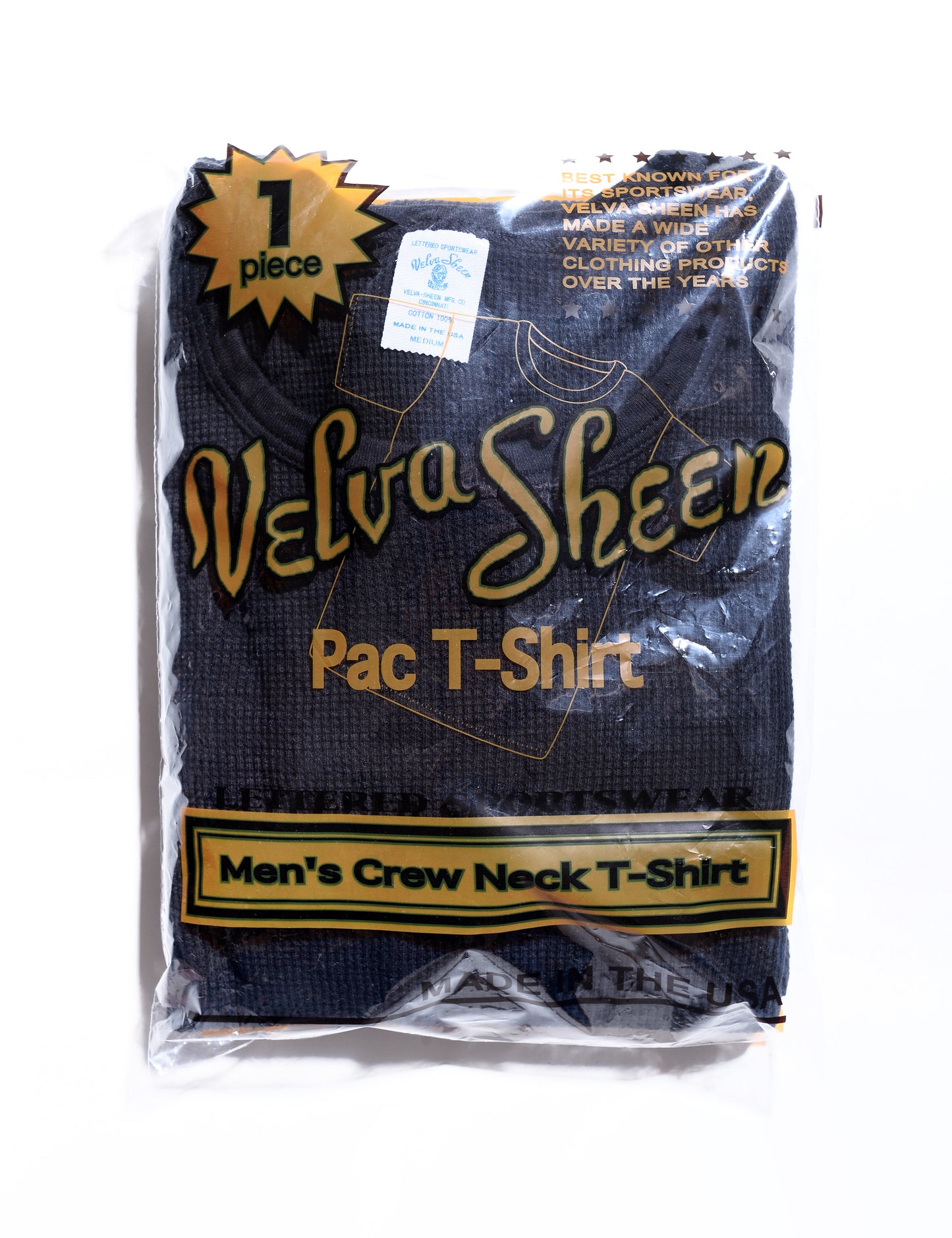 Photo showing Velva Sheen 1-Pack Slub Thermal - Black in its clear plastic packaging