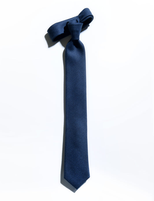 Flat shot of Brooklyn Tailors Wool Twill Tie - Deep Sea Blue
