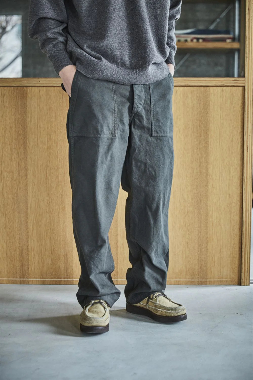 Brushed Flannel US Army Fatigue Pants - Coffee Brown