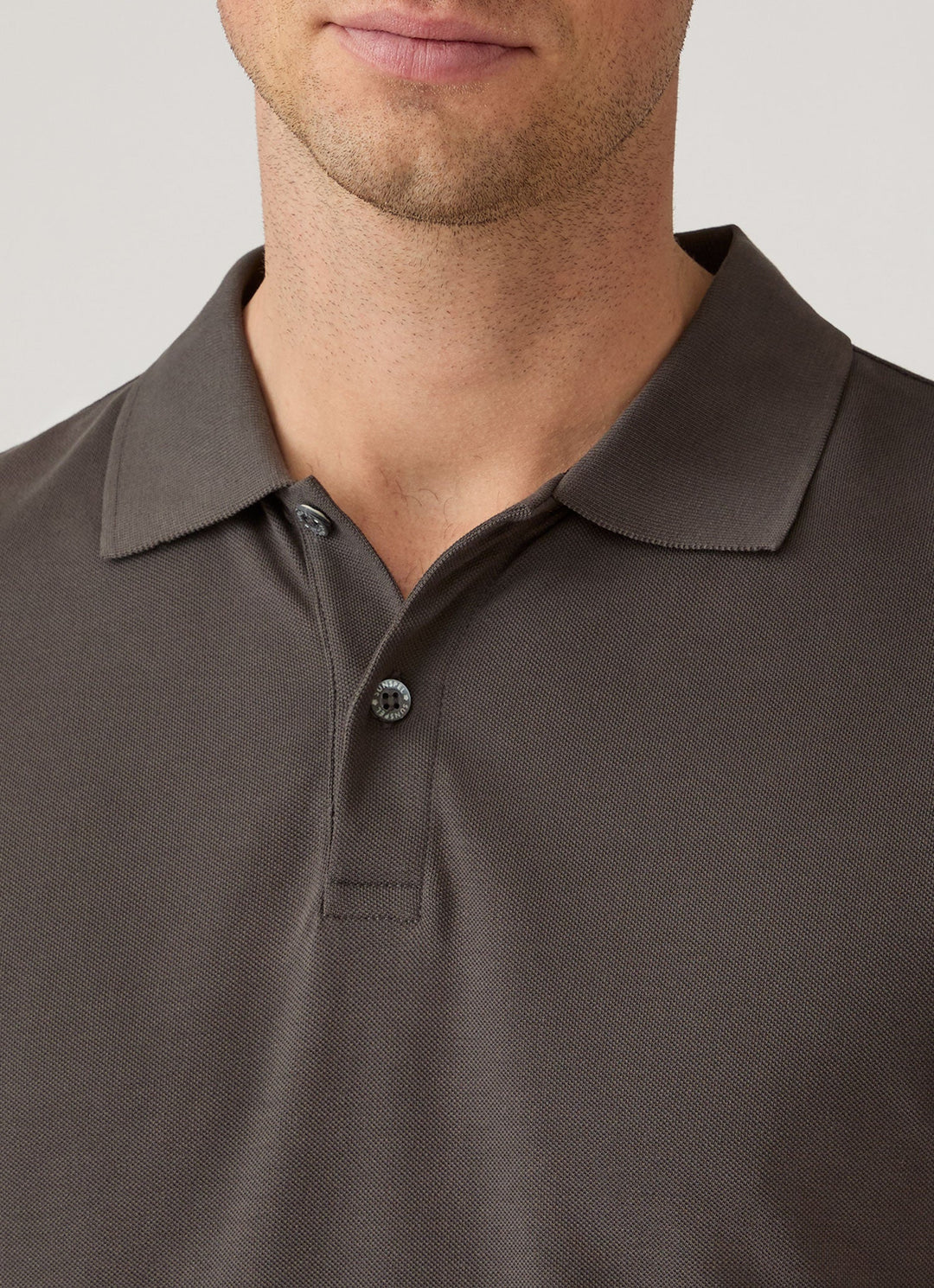 Long Sleeve Pique Polo - Anthracite