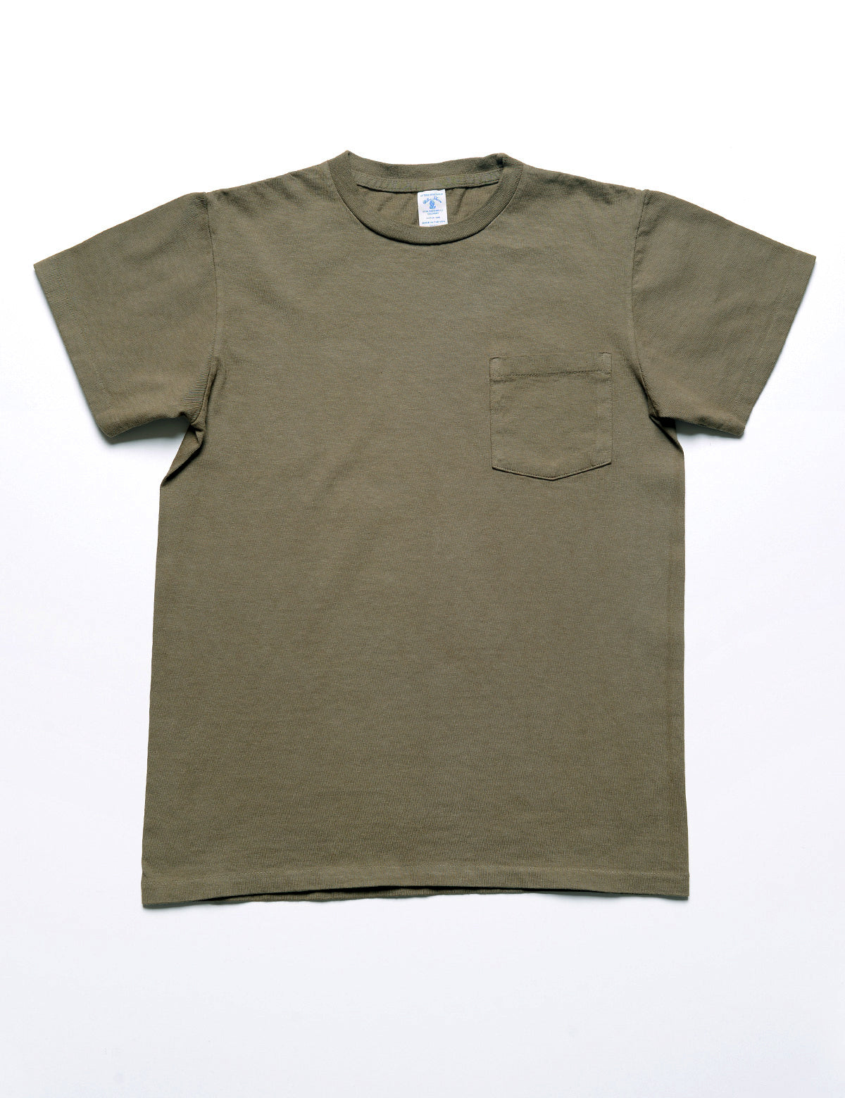 Full length shot a of a single of the Velva Sheen 2-Pack Short Sleeve Pocket Tee in Olive